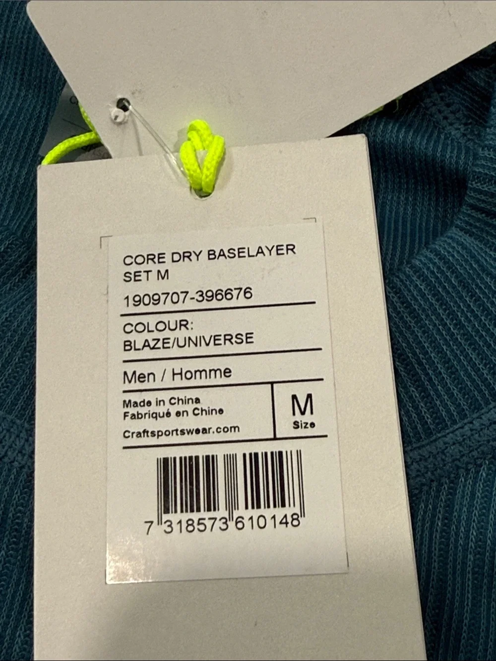 Craft Core Dry Baselayer Set Men’s Medium NWT | Blaze | Recycled Polyester Therm